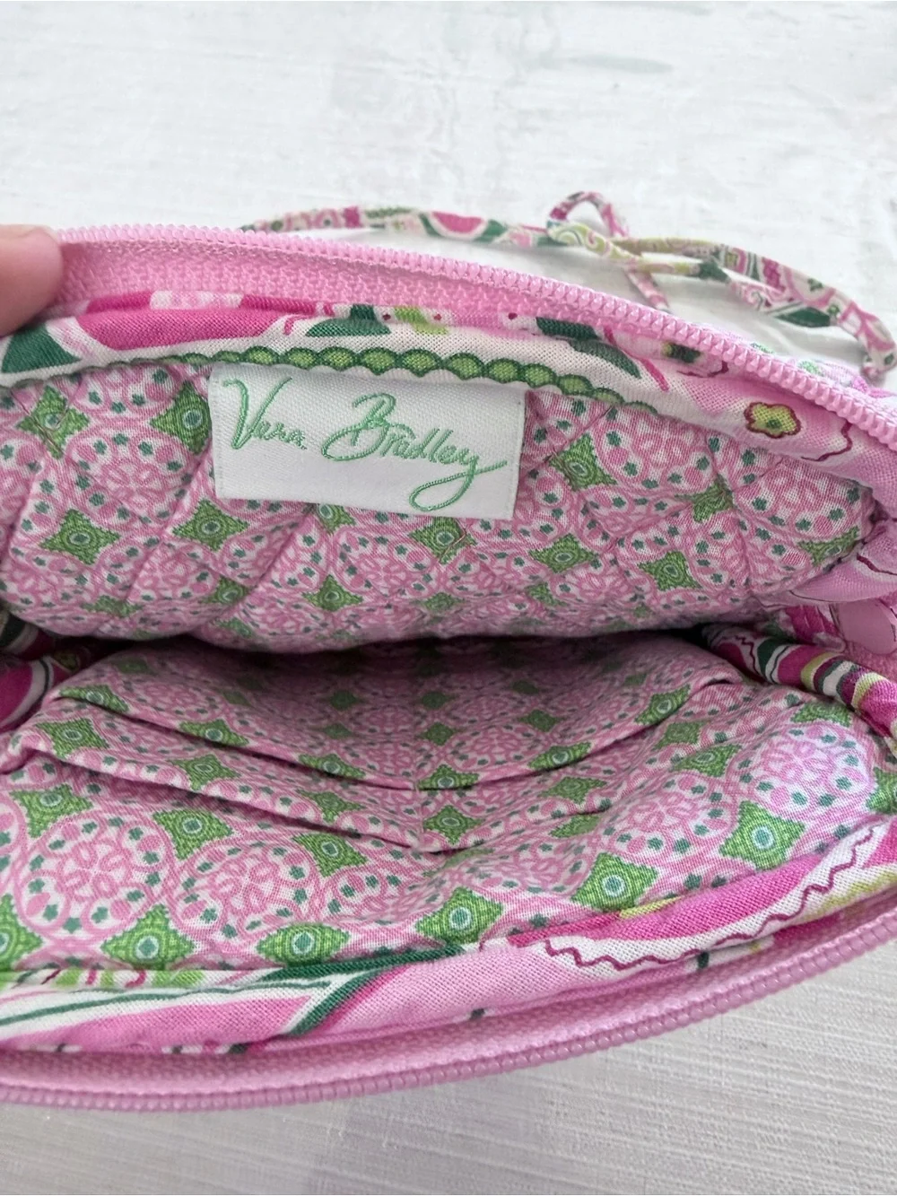 Vera Bradley Quilted Crossbody Bag in Pink & Green Paisley - Crossbody EUC
